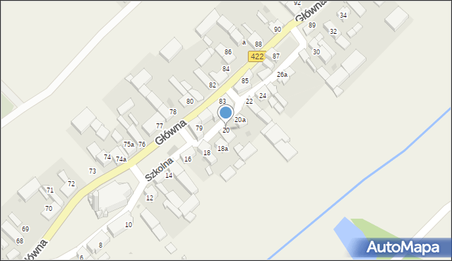 Łany, Szkolna, 20, mapa Łany