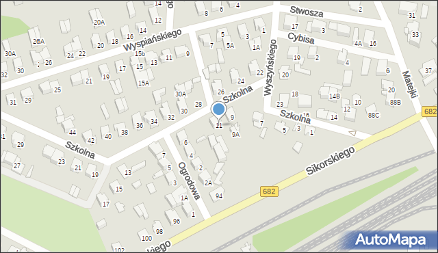 Łapy, Szkolna, 11, mapa Łapy
