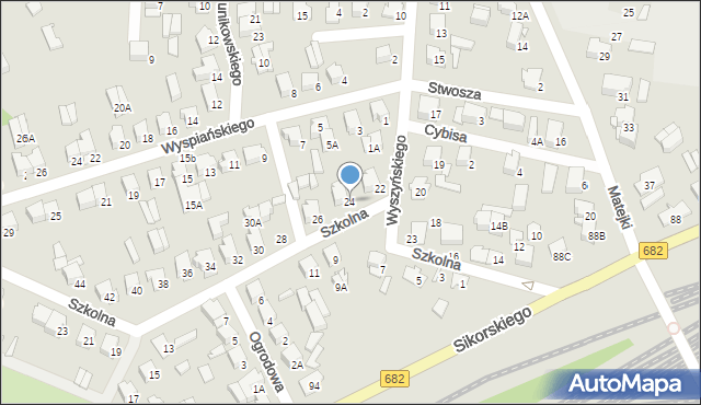 Łapy, Szkolna, 24, mapa Łapy