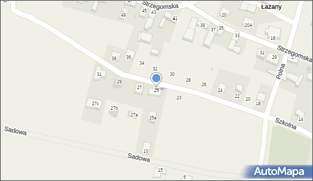 Łażany, Szkolna, 25, mapa Łażany
