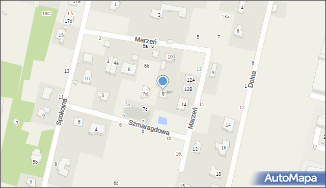 Łazy, Szmaragdowa, 9, mapa Łazy