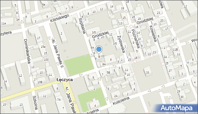 Łęczyca, Szpitalna, 8, mapa Łęczyca