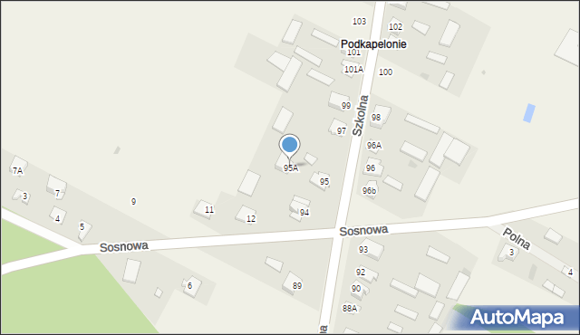 Lelis, Szkolna, 95A, mapa Lelis