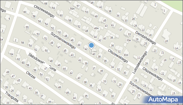 Leszno, Szymanowskiego Karola, 40a, mapa Leszno
