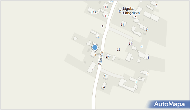 Ligota Łabędzka, Szkolna, 3, mapa Ligota Łabędzka