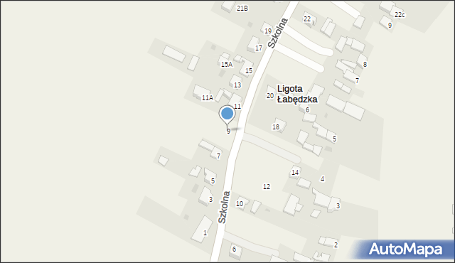 Ligota Łabędzka, Szkolna, 9, mapa Ligota Łabędzka