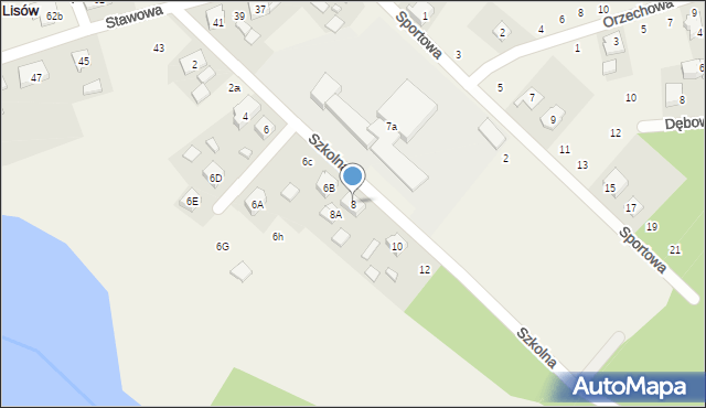 Lisów, Szkolna, 8, mapa Lisów