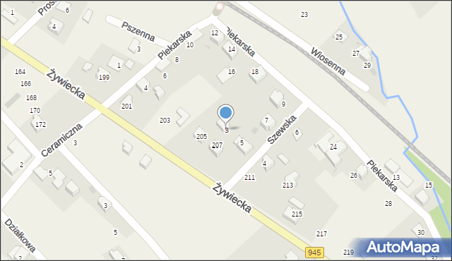 Łodygowice, Szewska, 3, mapa Łodygowice