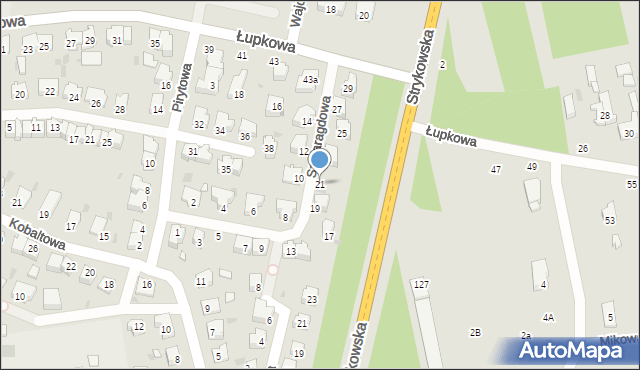 Łódź, Szmaragdowa, 21, mapa Łodzi