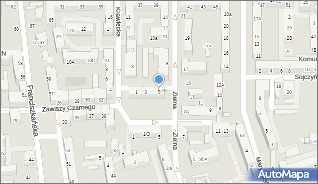 Łódź, Szendzielarza-Łupaszki Zygmunta, mjr., 5, mapa Łodzi