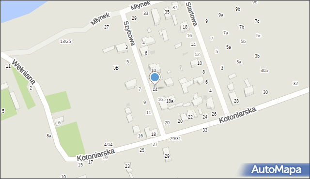 Łódź, Szybowa, 14, mapa Łodzi