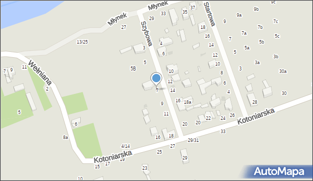 Łódź, Szybowa, 7, mapa Łodzi