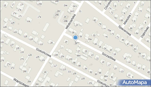 Łomianki, Szczęśliwa, 29, mapa Łomianki