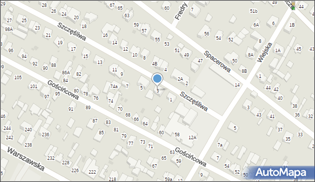 Łomianki, Szczęśliwa, 3, mapa Łomianki