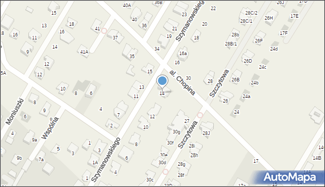 Łomianki Dolne, Szymanowskiego Karola, 14, mapa Łomianki Dolne