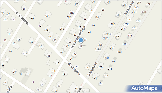 Łomianki Dolne, Szymanowskiego Karola, 18, mapa Łomianki Dolne