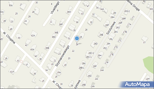 Łomianki Dolne, Szymanowskiego Karola, 24, mapa Łomianki Dolne