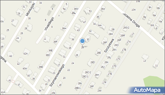 Łomianki Dolne, Szymanowskiego Karola, 28, mapa Łomianki Dolne