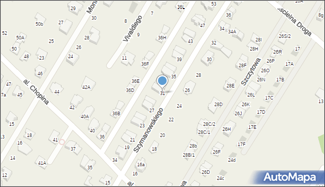 Łomianki Dolne, Szymanowskiego Karola, 31, mapa Łomianki Dolne