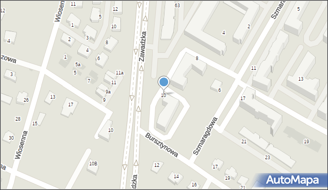 Łomża, Szmaragdowa, 10, mapa Łomży