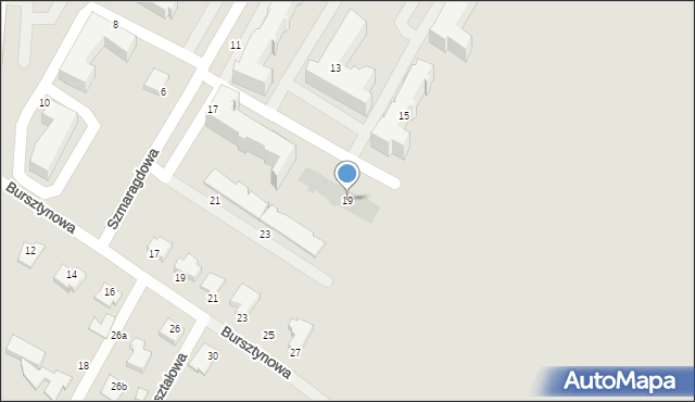 Łomża, Szmaragdowa, 19, mapa Łomży