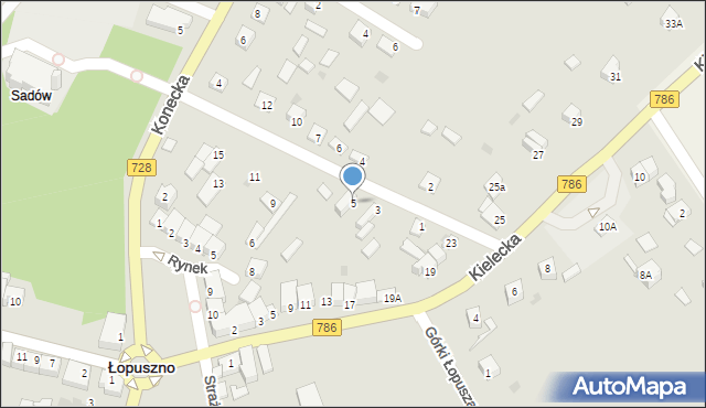 Łopuszno, Szkolna, 5, mapa Łopuszno