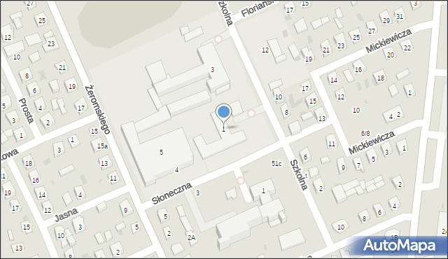 Łosice, Szkolna, 1, mapa Łosice
