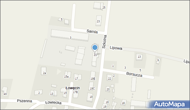 Łowęcin, Szkolna, 21, mapa Łowęcin