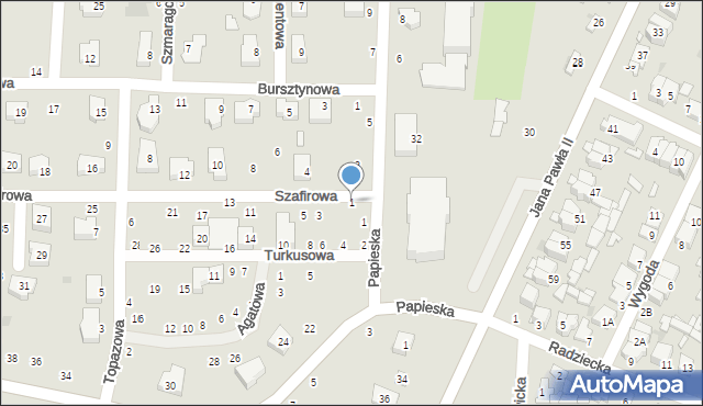 Łowicz, Szafirowa, 1, mapa Łowicza