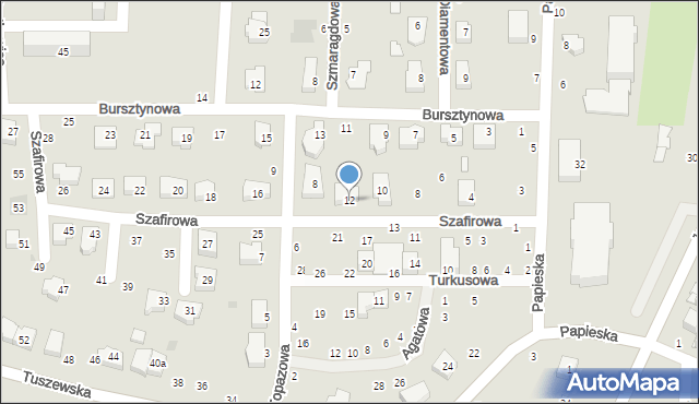 Łowicz, Szafirowa, 12, mapa Łowicza