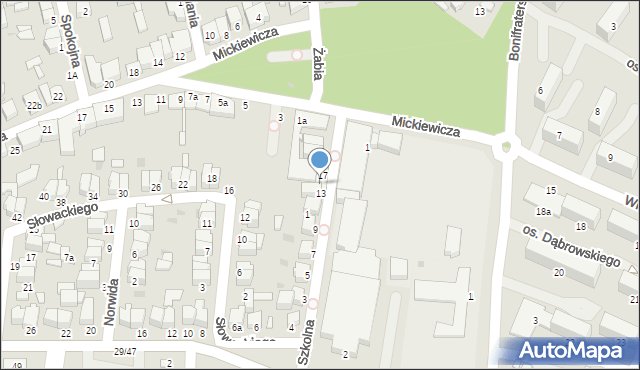 Łowicz, Szkolna, 15, mapa Łowicza