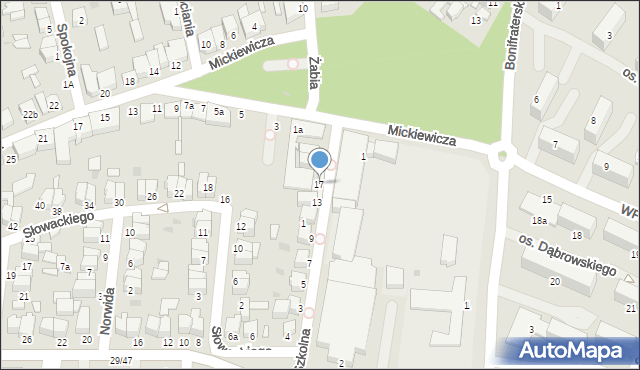 Łowicz, Szkolna, 17, mapa Łowicza