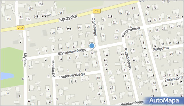 Łowicz, Szymanowskiego Karola, 12, mapa Łowicza