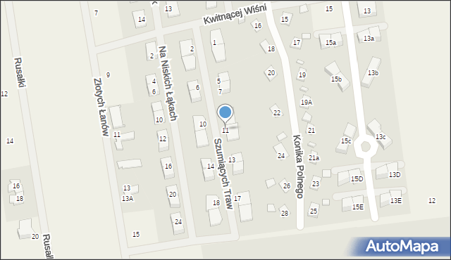 Łoziska, Szumiących Traw, 11, mapa Łoziska