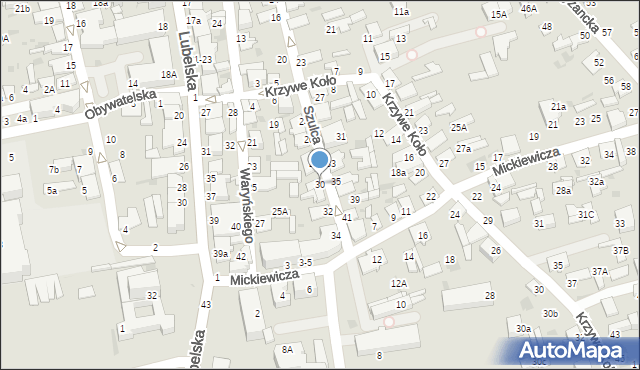Lubartów, Szulca Aleksandra, ks., 30, mapa Lubartów