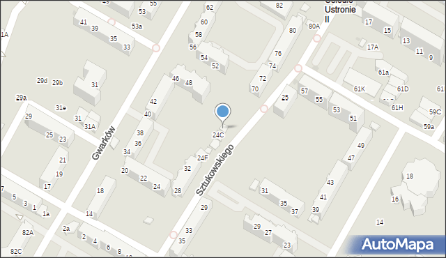 Lubin, Sztukowskiego Bolesława, 24b, mapa Lubin