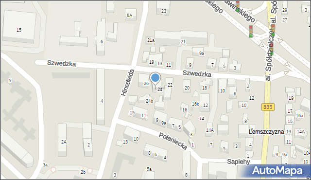 Lublin, Szwedzka, 24A, mapa Lublina