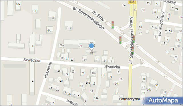 Lublin, Szwedzka, 9a, mapa Lublina