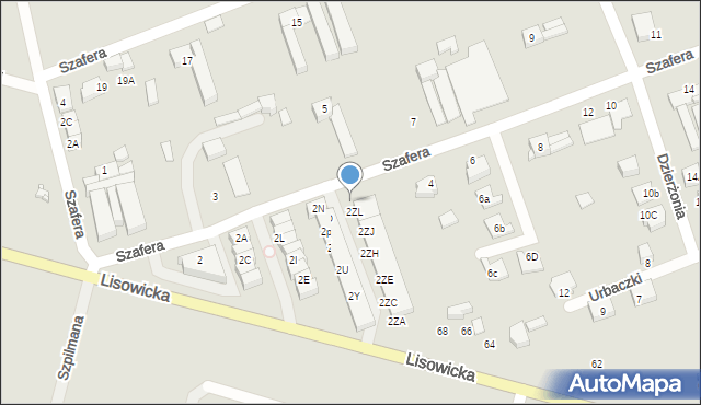 Lubliniec, Szafera Władysława, prof., 2ZM, mapa Lubliniec