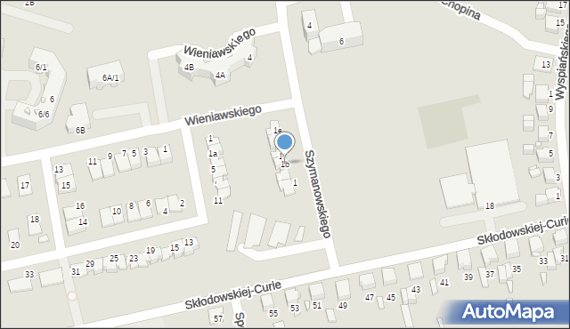 Lubliniec, Szymanowskiego Karola, 1b, mapa Lubliniec