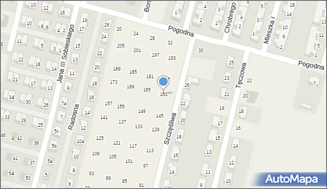 Lutynia, Szczęśliwa, 161, mapa Lutynia