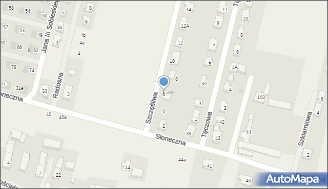 Lutynia, Szczęśliwa, 6, mapa Lutynia