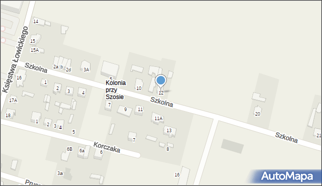 Łyszkowice, Szkolna, 12, mapa Łyszkowice