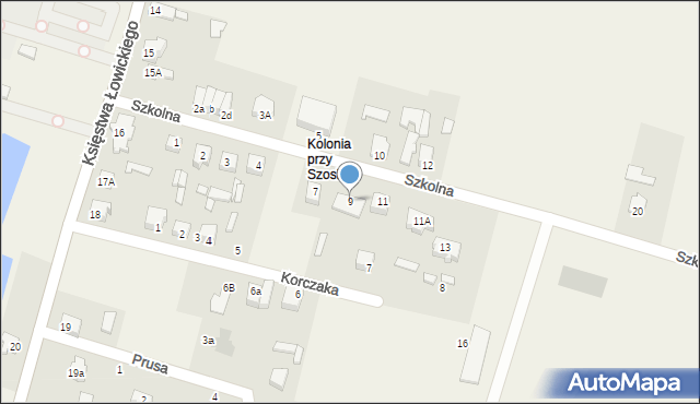 Łyszkowice, Szkolna, 9, mapa Łyszkowice