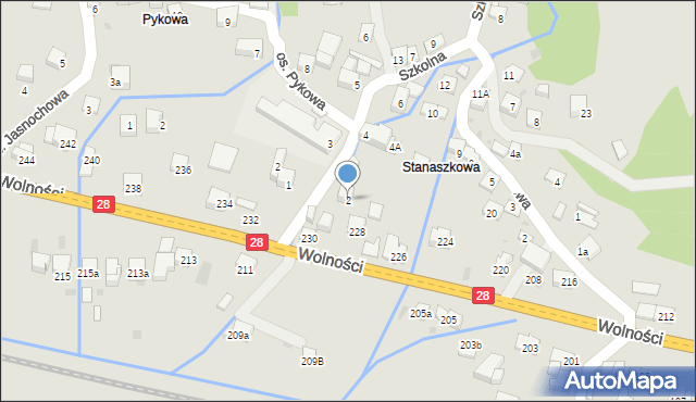 Maków Podhalański, Szkolna, 2, mapa Maków Podhalański