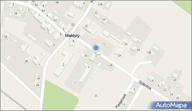 Małdyty, Szkolna, 1, mapa Małdyty