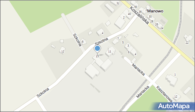 Manowo, Szkolna, 13, mapa Manowo