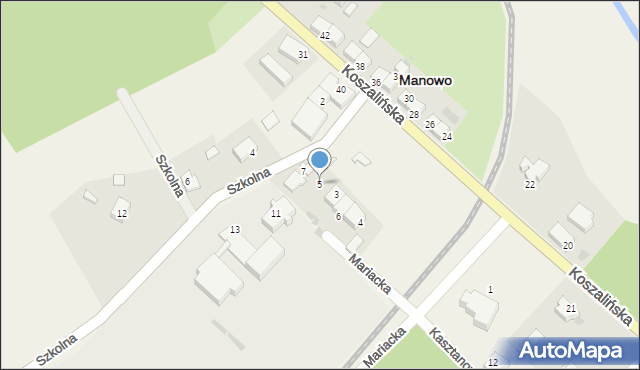 Manowo, Szkolna, 5, mapa Manowo