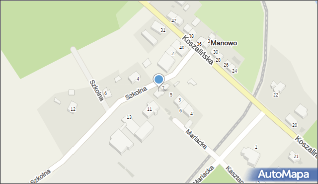 Manowo, Szkolna, 9, mapa Manowo
