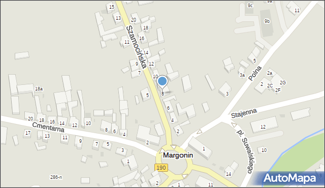 Margonin, Szamocińska, 8, mapa Margonin